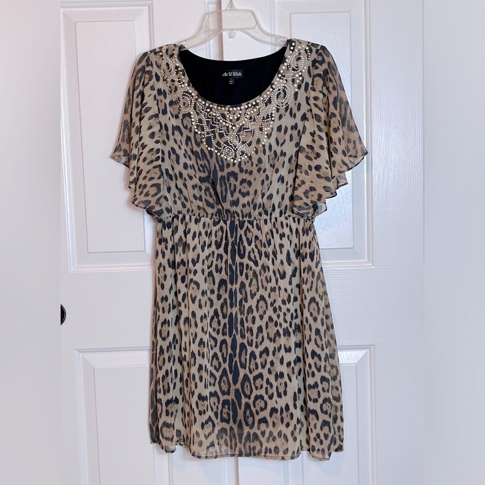 As You Wish, size L, Leopard Print Dress, Empire Waist, Light weight